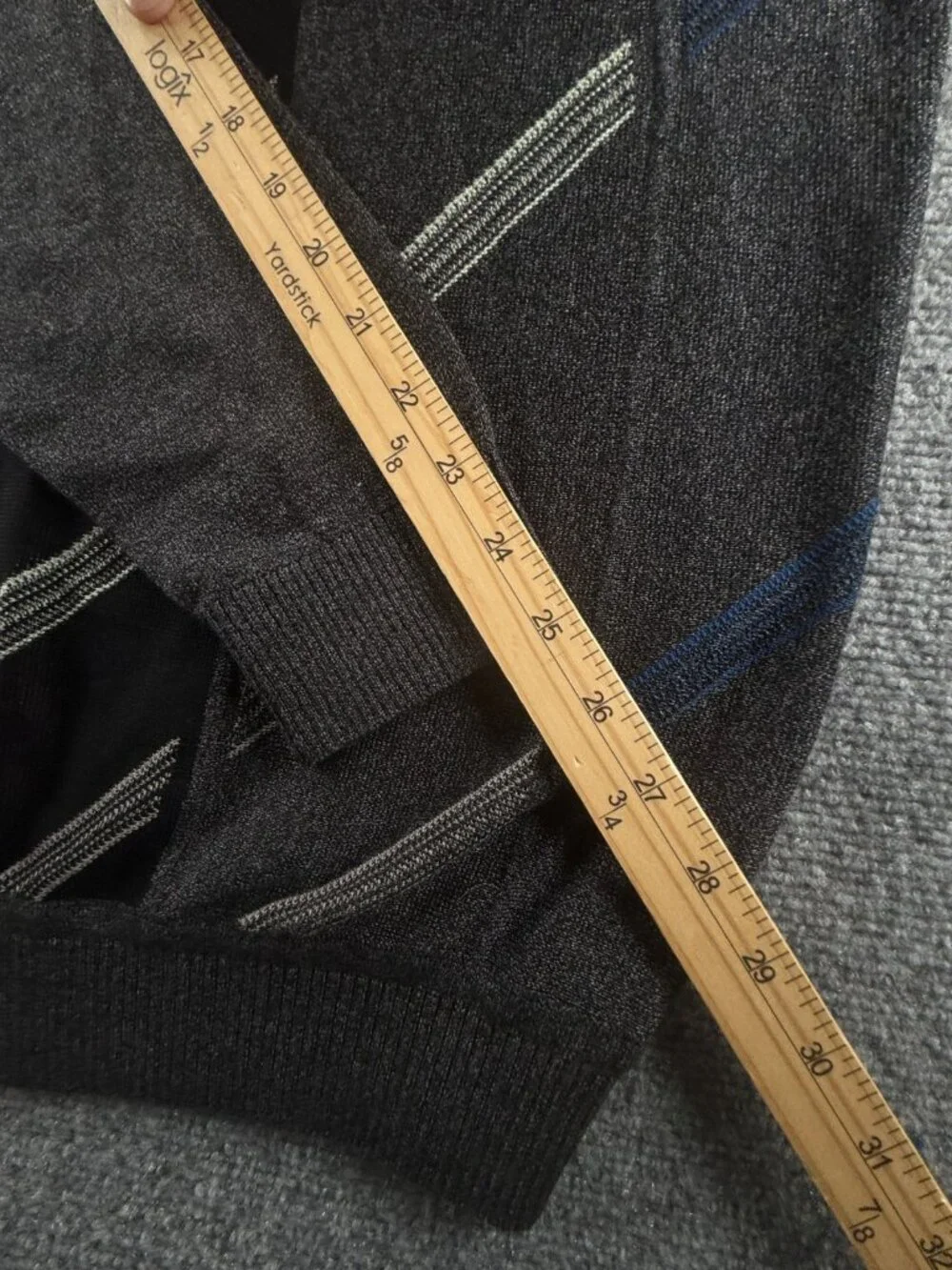 NWOT NOS St. Croix Gray Black Sweater 90s Large USA Cotton Blend Diagonal Stripe